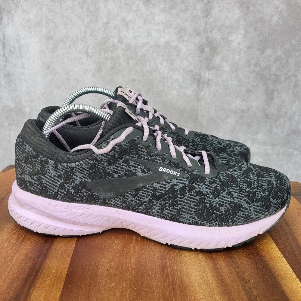 Brooks Launch 6 Running Shoes Womens Size 10 Trainers Black Grey Purple